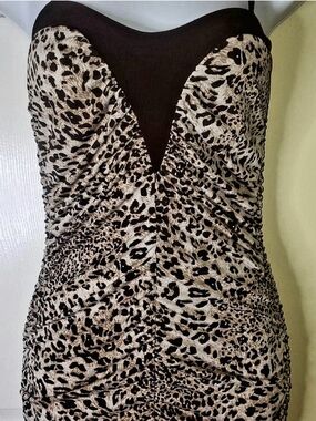 🐆🤎 Touch Me Leopard Ruched Bodycon Mini Dress | M